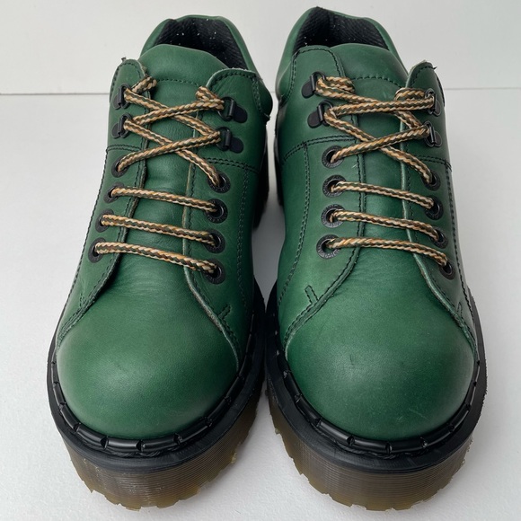 Vintage Dr. Martens England Green Greasy Platform Oxfords UK 7 - Picture 5 of 15